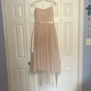 Size 9 Blush Tulle Midi Dress with Silk Tie Ribbon